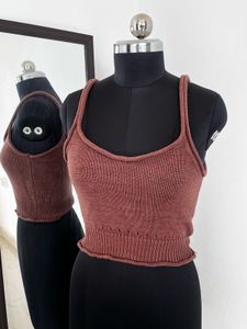 Cropped Knit brown Tank Top
