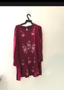 Maroon Floral Dress Size M