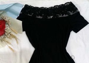 Black Lace Off-the-Shoulder Top