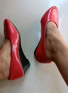 Pink Solid Wedge Heel Slip-On