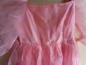 Pink Puff Sleeve Fit And Flare Dress