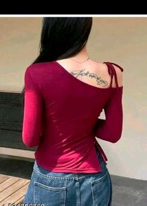 Burgundy Tie-Shoulder Top