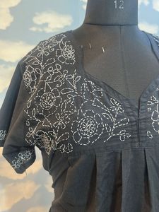 Embroidered Black Maxi Night Gown