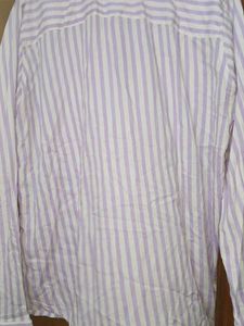 ZARA Essentials Purple,White Striped Cotton Shirt