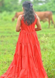 Red Tiered Long Gown Freel Dress...pre-wedding