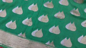 Green Saree with Silver Accents