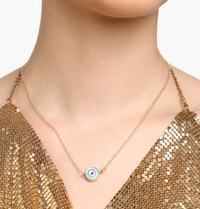 Turquoise Blue & White Evil Eye Pendent And Chain