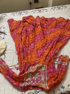 Bright Orange & Pink Bandhani Dress