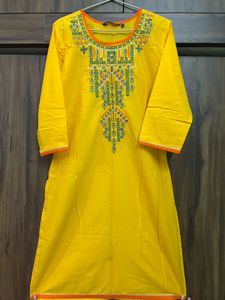 Yellow Embroidered Kurta