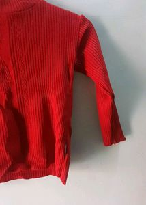 (2-3.5 Year) Girls Red Full Neck Sweater