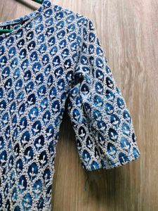 Elegant Blue Printed Kurta With Free Gifts