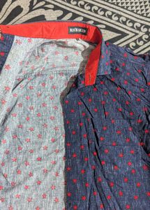 Star Patterned Casual Blue Shirt For Men