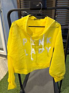 Shein Yellow 'Pink Lady' Crop Hoodie