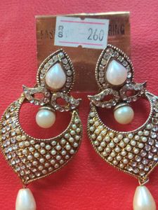 Pearl &amp; Rhinestone Drop Earrings