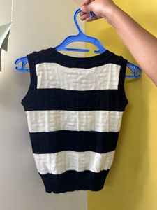 koren Knit Crop Top In Black &amp;White