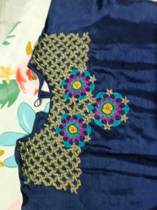 Elegant Blue Embroidered Dress