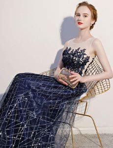 Navy Blue Banquet Evening Dress