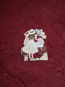 Maroon Oversized Crop Tshirt(XS-L)