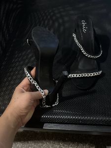 Black Chain Detail Heels