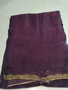 Elegant Purple &amp; Gold Embellished Saree
