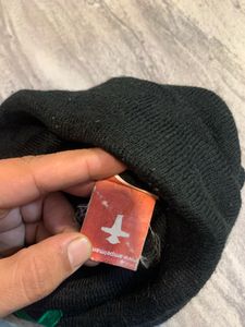 Black Beanie with Green Logo