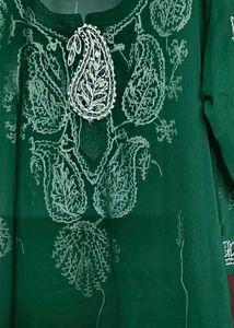 Green Mirror Work Kurti Set