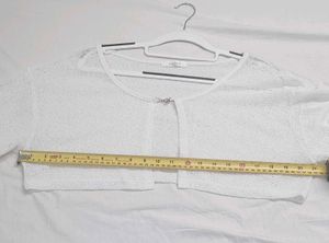 White Cropped Knit Cardigan