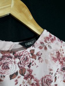 FabAlley Blush Floral Pleated Belted Dress