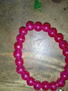 Pink Beaded Bracelet with Charm