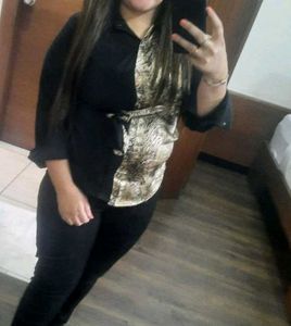 Party Wear Animal Print Black Shirt