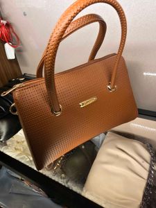Brown Leather Dotted Sling Bag New