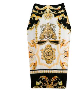 Elegant Patterned pencil Skirt high waist With Top