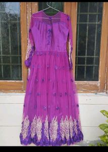 Elegant Purple Embroidered Gown💥