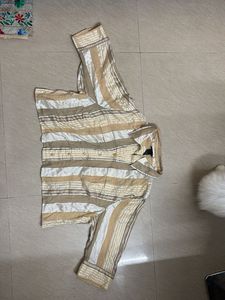 Crop oversized Striped Button-Down Shirt