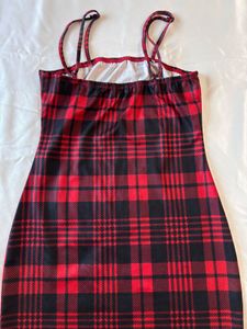 Shein Black &amp; Red Checked Sleeveless Dress