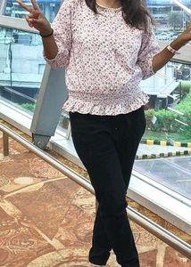 Beautiful White Top   With Prints