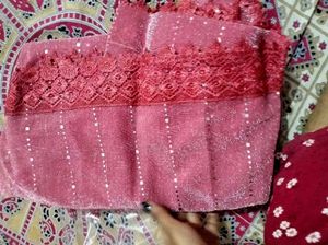 Elegant Pink Sequin Saree