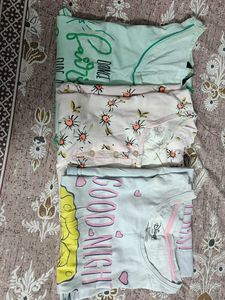 Assorted T-Shirt Nighty Bundle- Pack of 3