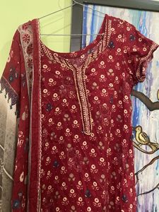 Red Printed Salwar Kameez