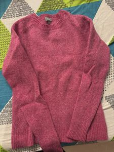 Pink Crew Neck Pullover Sweater