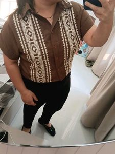 Vintage Style Brown Patterned Shirt