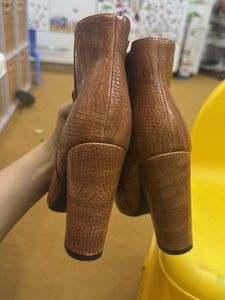 Brown Crocodile Ankle Boots