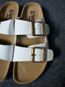 White Double Buckle Sandals