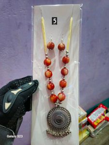 Coral Bead Women Necklace &amp; Earring Set