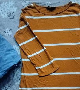 Casual Max Mustard &amp; White Striped Tee