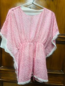 Pink Floral Kaftan Top