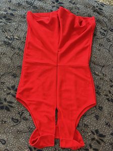 Red Short Jumpsuit Romper