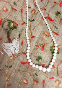 White Beaded Necklace aesthetic with free butterfl
