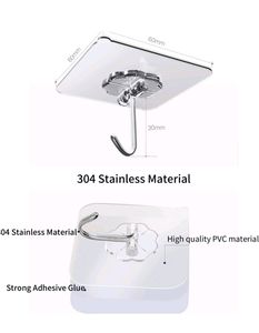 Odzeni Wall Hooks for Hanging Strong Sticker Sticky Heavy Duty Home Kitchen Bathroom Key Frame Holders (Pack of 8), Metal, Silver