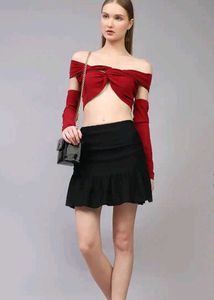 Chic Red Off-Shoulder Crop Top Size-S and L